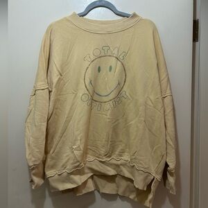 Aerie Yellow Oversized Graphic Sweatshirt